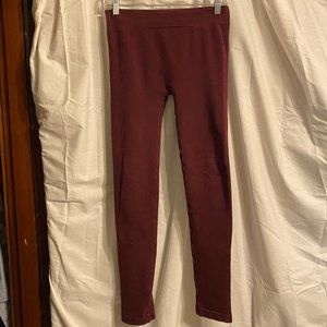 Just One Burgundy Solid Leggings